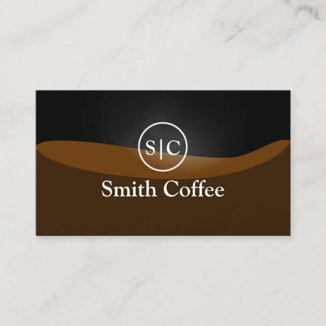 Snyggten Monogram Logotyp Plain Coffee Shop  Visitkort (Framsida)