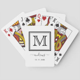 Snyggten Namn för svart svartvit monogram-elegant Casinokort