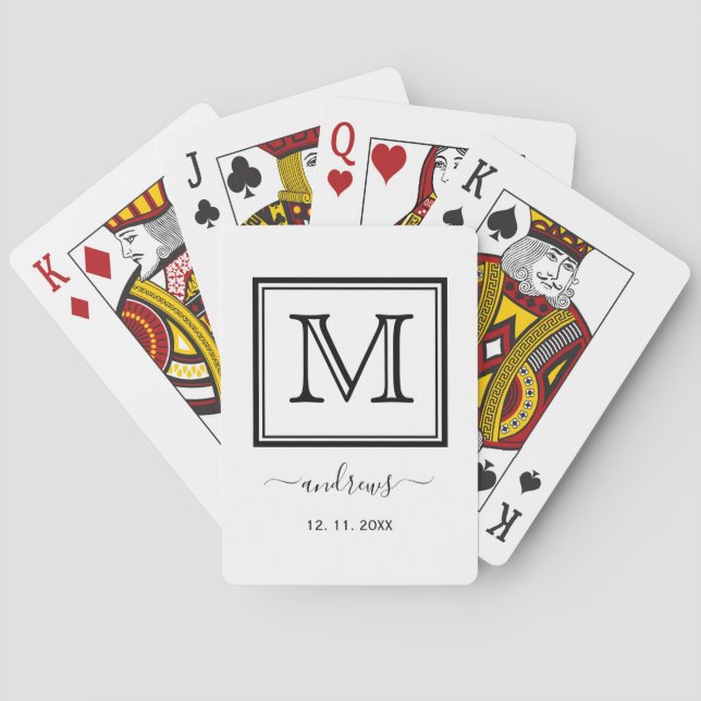 Snyggten Namn för svart svartvit monogram-elegant Casinokort (Baksidan)