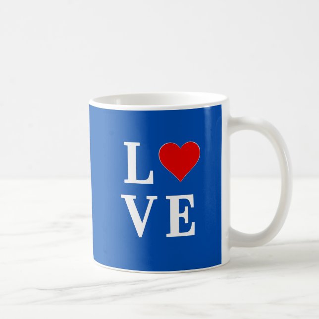 Snyggten Navy Blue KÄRLEK Retro Kaffemugg (Höger)