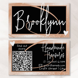 Snyggten QR-kodmall Peach Orange Ram Heart Visitkort