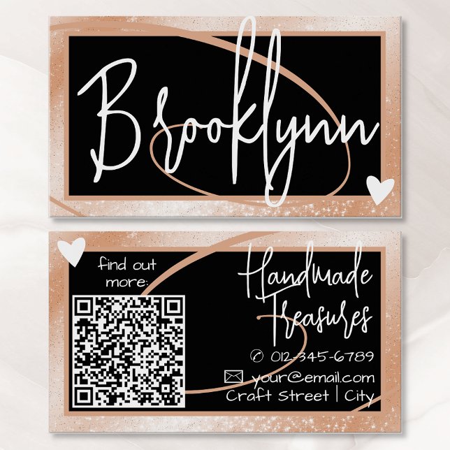 Snyggten QR-kodmall Peach Orange Ram Heart Visitkort (Skapare uppladdad)