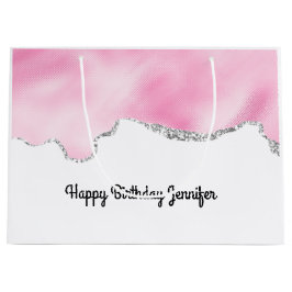 Snyggten rosa och Silver Faux Glitter Gräns