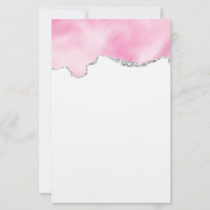 Snyggten rosa och Silver Faux Glitter Gräns