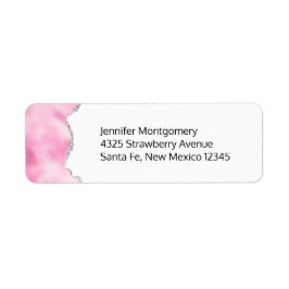 Snyggten rosa och Silver Faux Glitter Gräns Returadress Etikett