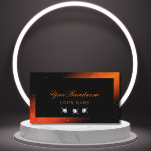 Snyggten Shimmery Orange Black Sparkling Diamonds Visitkort