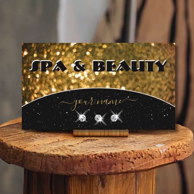 Snyggten Shimmery vid Luxury Black Guld Gnistra Gl Visitkort (Skapare uppladdad)