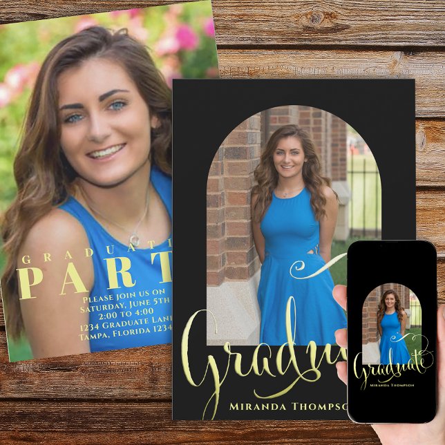 Snyggten Student Photo Template - enkel calligrafi Inbjudningar (Skapare uppladdad)