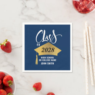 Snyggten Studenten med minimalistisk Guld Grad Cap Pappersservett