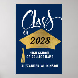 Snyggten Studenten med minimalistisk Guld Grad Cap Poster