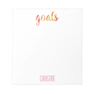 Snyggten trendig Red Watercolor Goals Personlig  Anteckningsblock