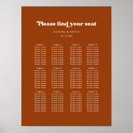 Snyggtens återbrända sittdiagram för orange bröllo poster