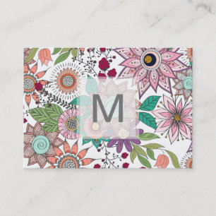 Snyggtens blommigt doodlar vibrerar design visitkort