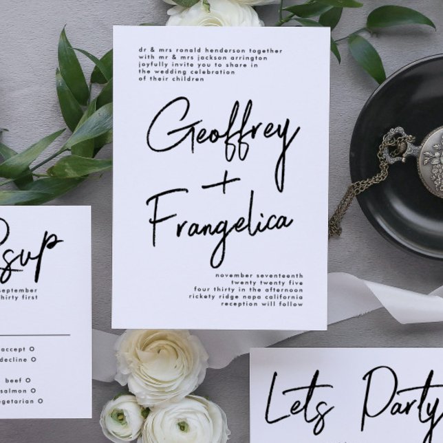 Snyggtens egna namn Svartvit Bröllop Inbjudningar (Invitation showcasing suite - additional items (bought separately))