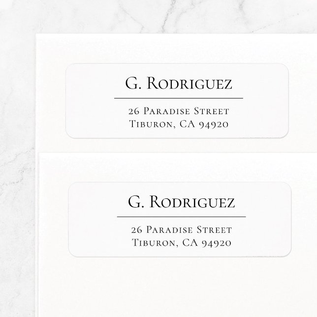 Snyggtens Elegant 05b. Returadress Etikett (Simple, basic return address label features elegant, sophisticated serif typeface with fine line.)