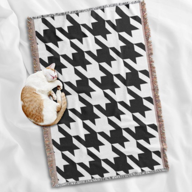 snyggtens geometriska svartvita houndstooth mönste filt (stylish geometric black white houndstooth pattern throw blanket)