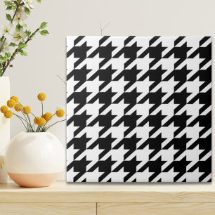 snyggtens geometriska svartvita houndstooth mönste kakelplatta