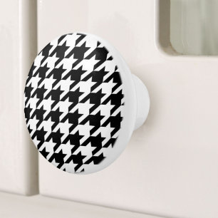 snyggtens geometriska svartvita houndstooth mönste knopp