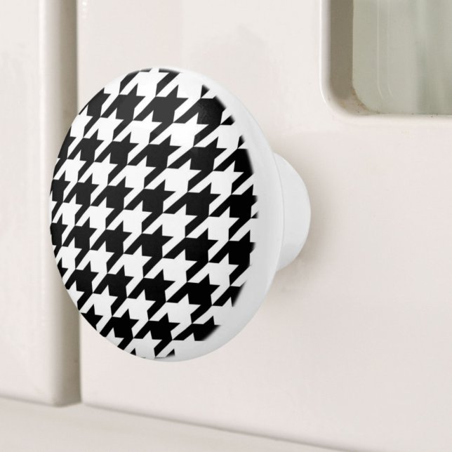 snyggtens geometriska svartvita houndstooth mönste knopp (stylish geometric black white houndstooth pattern ceramic knob)