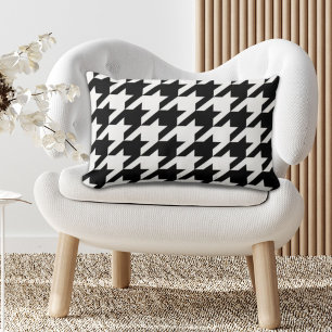snyggtens geometriska svartvita houndstooth mönste lumbarkudde