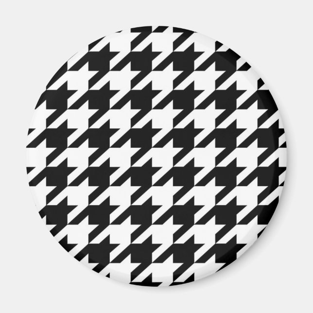 snyggtens geometriska svartvita houndstooth mönste magnet (Framsidan)