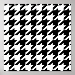snyggtens geometriska svartvita houndstooth mönste poster