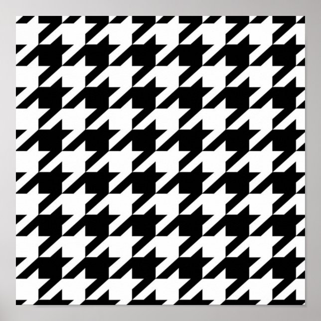 snyggtens geometriska svartvita houndstooth mönste poster (Framsidan)