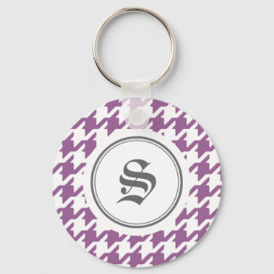 Snyggtens klassiska lila-houndstooth med monogram nyckelring