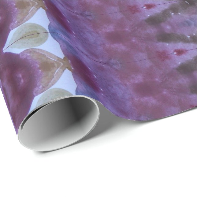 Snyggtens Lila och Grönt Designat presentpapper (Rullad Hörn)