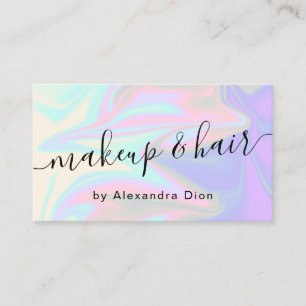 Snyggtens moderna elegant holografisk makeup och h visitkort