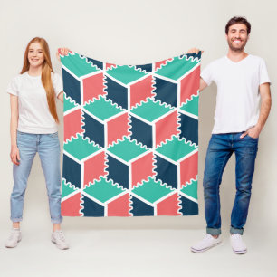 Snyggtens moderna geometriska Färg-kub Fleecefilt