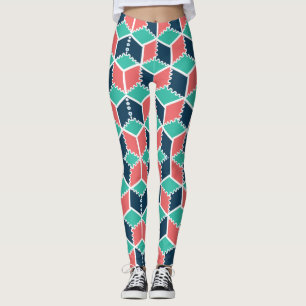 Snyggtens moderna geometriska Färg-kub Leggings
