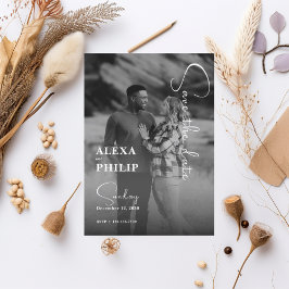 Snyggtens moderna svartvita foto bröllop inbjudningar