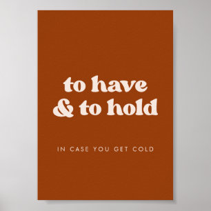 Snyggtens Orange att ha och att hålla Bröllop Blan Poster