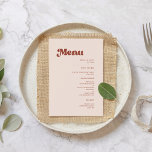 Snyggtens reflektor rosa bröllop meny<br><div class="desc">Ett tema för chic: Anpassa denna något vintage- och snyggt typografi för din bröllop-stationär,  med ett bränt tema för orange,  terracotta,  brunt socker och persikor rosa färg. Fullständigt anpassade text,  färg och bakgrunder.</div>