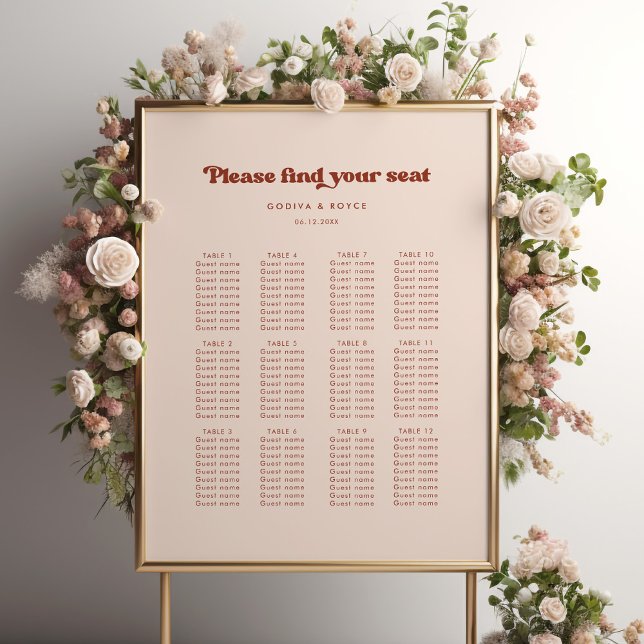 Snyggtens reflexdiagram över säten rosa bröllop poster (Skapare uppladdad)