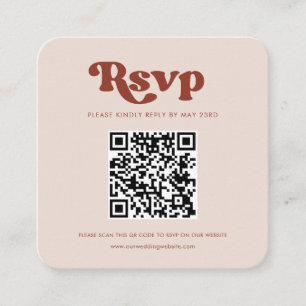 Snyggtens retro på rosa QR-OSA för QR-kodsvar Tilläggskort