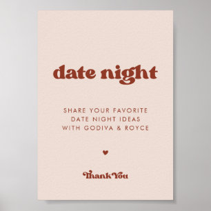 Snyggtens retro Peach Rosa Nattsignering för nattt Poster