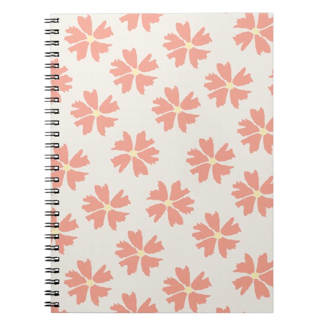 Snyggtens Rosa-Blommönster, off-white Anteckningsbok (Framsidan)