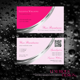 Snyggtens Rosa med Silver-decor och QR-kodsmodern Visitkort