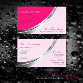 Snyggtens Rosa med Silver dekorativ, modern Visitkort