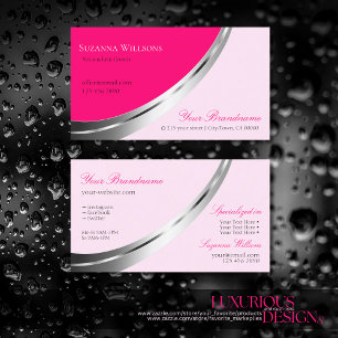 Snyggtens Rosa med Silver dekorativ, modern Visitkort