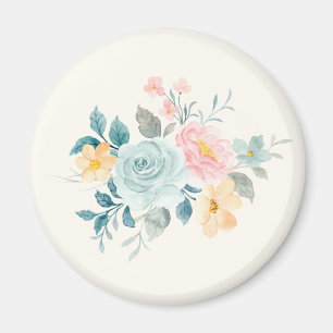Snyggtens Rosa och Blå blomma Bouquet Magnet