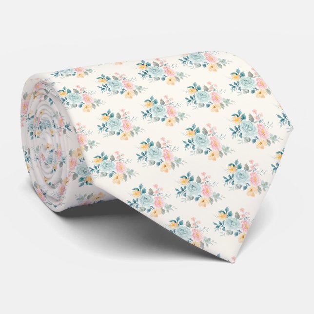 Snyggtens Rosa och Blå blomma Bouquet Slips (Rullad)