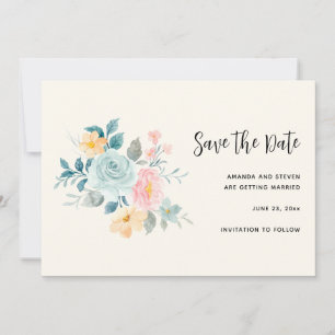 Snyggtens Rosa och Blå blomma Bouquet Spara Datumet