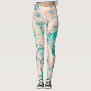 Snyggtens Rosa och Blå marmorerade designegenskape Leggings
