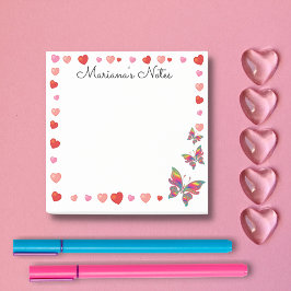 snyggtens rosa och fjärilar personaliserar post-it block