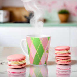 Snyggtens Rosa och Grönt Argyle Monogrammed