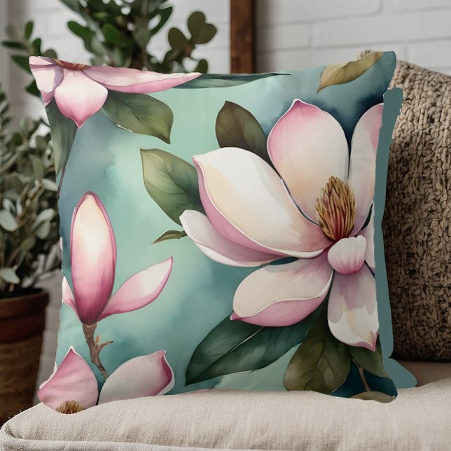Snyggtens Rosa och Gröntens Blommigt Dekorativ kud Kudde (Skapare uppladdad)