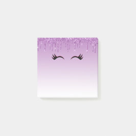 Snyggtens Rosa och svarta ögonfransar på Glitter n Post-it Block